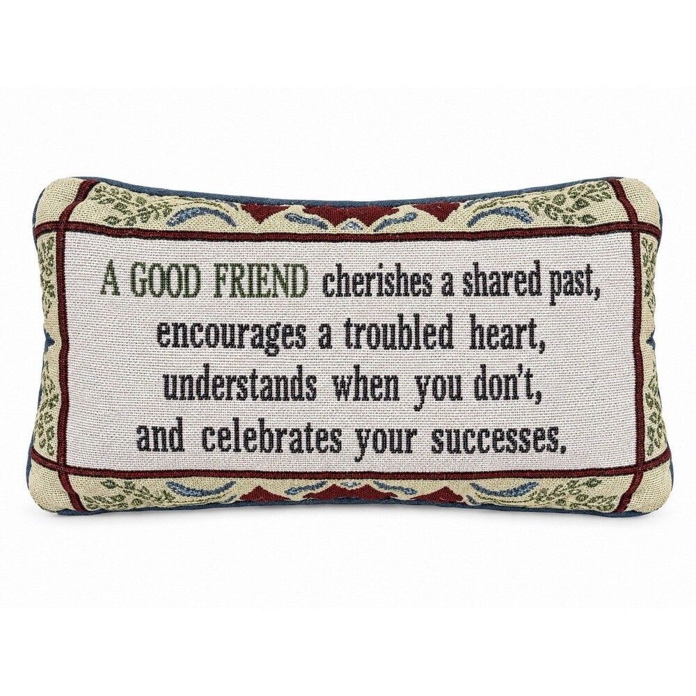 VTG Friendship Quote Tapestry Accent Pillow 10x7 Best Friend Gift Floral
